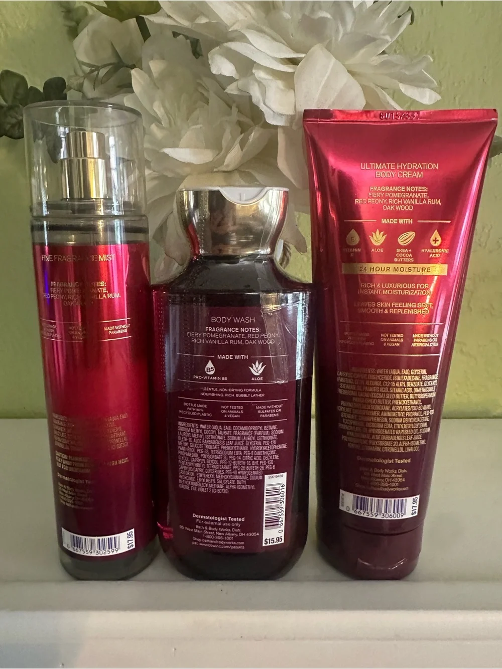 Bath & Body Works Forever Red Fragrance Mist and Body Cream Set & Shoer Gel ❤️